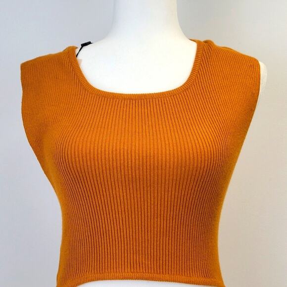 BCBGeneration Womens Caramel Ribbed Sleeveless Peek-A-Boo Tank Top/Vest Size XL - Picture 4 of 9